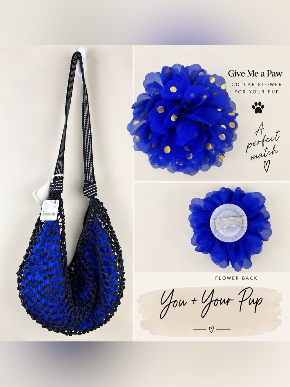 Dog Collar Flower Accessory + Free People Silver Springs Sling Bag
